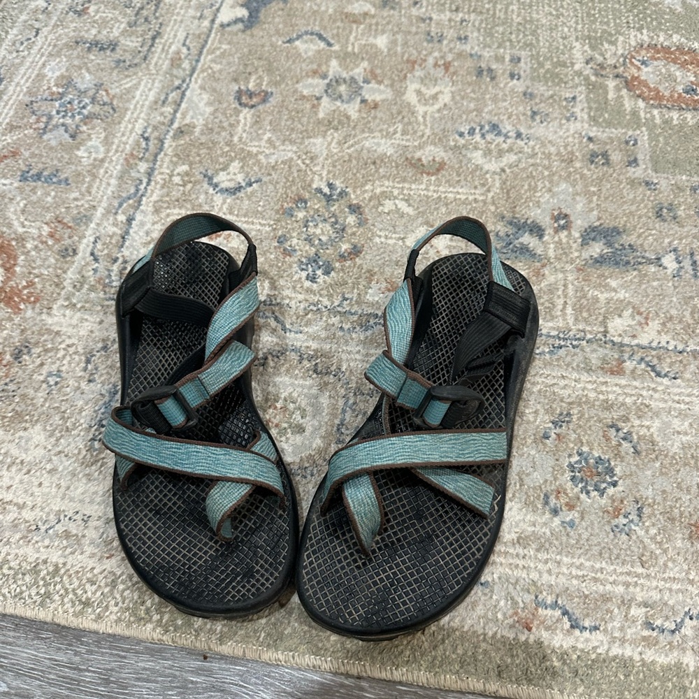 Chaco Women's Aqua and Black Sandals